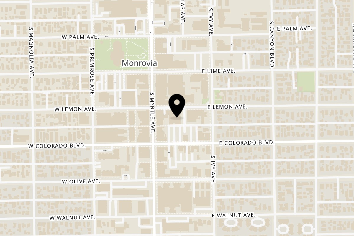 Map showing the location of Madres Brunch Monrovia on 120 E Lemon Ave in Monrovia